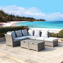 Load image into Gallery viewer, 8-Piece Outdoor Patio Wicker Sectional Conversation Sofa Set with Cushions