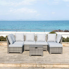 Load image into Gallery viewer, 7-Piece Outdoor Patio Wicker Sectional Conversation Sofa Set with Cushions