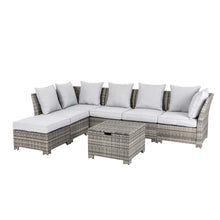 Load image into Gallery viewer, 7-Piece Outdoor Patio Wicker Sectional Conversation Sofa Set with Cushions