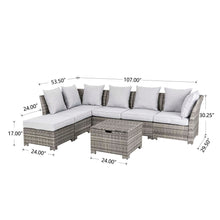 Load image into Gallery viewer, 7-Piece Outdoor Patio Wicker Sectional Conversation Sofa Set with Cushions