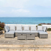 Load image into Gallery viewer, 9-Piece Outdoor Patio Wicker Sectional Conversation Sofa Set with Cushions