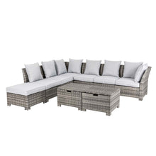 Load image into Gallery viewer, 9-Piece Outdoor Patio Wicker Sectional Conversation Sofa Set with Cushions