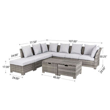 Load image into Gallery viewer, 9-Piece Outdoor Patio Wicker Sectional Conversation Sofa Set with Cushions