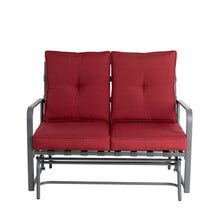 Load image into Gallery viewer, 45.25"L Outdoor Patio Loveseat Glider Chair with Burgundy Cushions