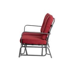 Load image into Gallery viewer, 45.25"L Outdoor Patio Loveseat Glider Chair with Burgundy Cushions