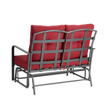 Load image into Gallery viewer, 45.25"L Outdoor Patio Loveseat Glider Chair with Burgundy Cushions