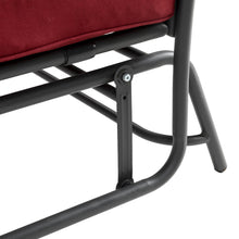 Load image into Gallery viewer, 45.25"L Outdoor Patio Loveseat Glider Chair with Burgundy Cushions