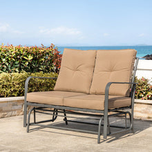 Load image into Gallery viewer, 45.25"L Outdoor Patio Loveseat Glider Chair with Tan Cushions