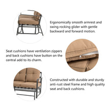 Load image into Gallery viewer, 45.25"L Outdoor Patio Loveseat Glider Chair with Tan Cushions