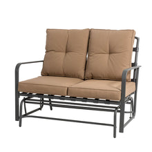 Load image into Gallery viewer, 45.25"L Outdoor Patio Loveseat Glider Chair with Tan Cushions