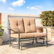 Load image into Gallery viewer, 45.25"L Outdoor Patio Loveseat Glider Chair with Tan Cushions