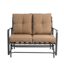 Load image into Gallery viewer, 45.25"L Outdoor Patio Loveseat Glider Chair with Tan Cushions