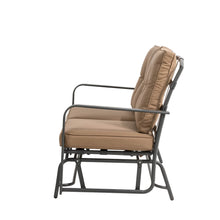 Load image into Gallery viewer, 45.25"L Outdoor Patio Loveseat Glider Chair with Tan Cushions