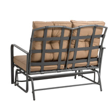 Load image into Gallery viewer, 45.25"L Outdoor Patio Loveseat Glider Chair with Tan Cushions