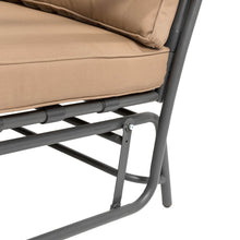Load image into Gallery viewer, 45.25"L Outdoor Patio Loveseat Glider Chair with Tan Cushions