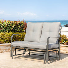 Load image into Gallery viewer, 45.25"L Outdoor Patio Loveseat Glider Chair with Gray Cushions