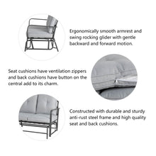 Load image into Gallery viewer, 45.25"L Outdoor Patio Loveseat Glider Chair with Gray Cushions