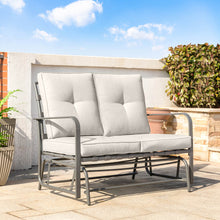 Load image into Gallery viewer, 45.25"L Outdoor Patio Loveseat Glider Chair with Gray Cushions