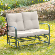 Load image into Gallery viewer, 45.25"L Outdoor Patio Loveseat Glider Chair with Gray Cushions