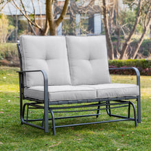 Load image into Gallery viewer, 45.25"L Outdoor Patio Loveseat Glider Chair with Gray Cushions