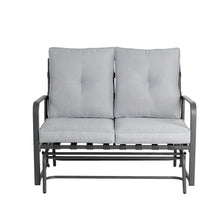 Load image into Gallery viewer, 45.25"L Outdoor Patio Loveseat Glider Chair with Gray Cushions