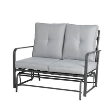 Load image into Gallery viewer, 45.25"L Outdoor Patio Loveseat Glider Chair with Gray Cushions