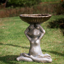 Load image into Gallery viewer, 17.75"H Bronze MGO Yog Frog Statue With Birdbath