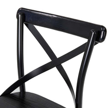 Load image into Gallery viewer, 43"H Black Steel Bar Stool with X Shaped Back and Solid Elm Wood Seat, Set of 2