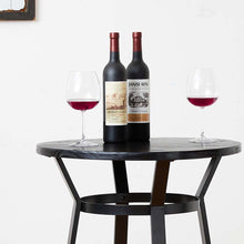 Load image into Gallery viewer, 41.25"H Black Steel Pub Bar Table with Round Soild Elm Wood Top