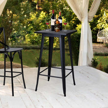 Load image into Gallery viewer, 41.50"H Black Steel Pub Bar Table with Square Solid Elm Wood Top