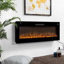 Load image into Gallery viewer, 50"L Wall Mounted or Recessed Electric Fireplace With 9 Color Flames, Faux Log & Crystal Decorated