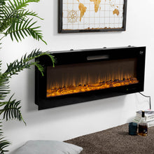 Load image into Gallery viewer, 50"L Wall Mounted or Recessed Electric Fireplace With 9 Color Flames, Faux Log & Crystal Decorated