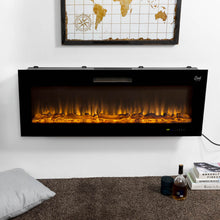 Load image into Gallery viewer, 50"L Wall Mounted or Recessed Electric Fireplace With 9 Color Flames, Faux Log & Crystal Decorated