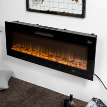 Load image into Gallery viewer, 50"L Wall Mounted or Recessed Electric Fireplace With 9 Color Flames, Faux Log & Crystal Decorated