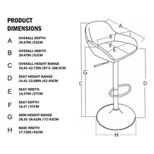 Load image into Gallery viewer, Mid-Century Coconut Milk White Leatherette Gaslift Adjustable Swivel Bar Stool, Set of 2