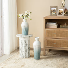 Load image into Gallery viewer, Set of 2 Abstract Ombre Aqua Metal Vases
