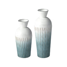 Load image into Gallery viewer, Set of 2 Abstract Ombre Aqua Metal Vases

