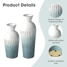 Load image into Gallery viewer, Set of 2 Abstract Ombre Aqua Metal Vases
