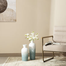 Load image into Gallery viewer, Set of 2 Abstract Ombre Aqua Metal Vases
