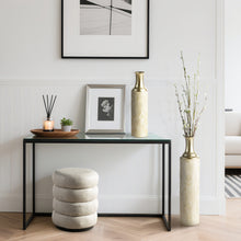 Load image into Gallery viewer, Set of 2 Modern White and Gold Metal Floor Vases

