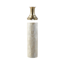 Load image into Gallery viewer, Set of 2 Modern White and Gold Metal Floor Vases
