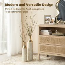 Load image into Gallery viewer, Set of 2 Modern White and Gold Metal Floor Vases
