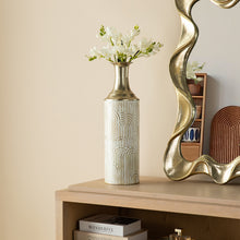 Load image into Gallery viewer, Set of 2 Modern White and Gold Metal Floor Vases
