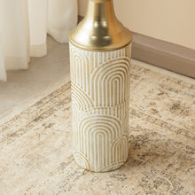 Load image into Gallery viewer, Set of 2 Modern White and Gold Metal Floor Vases
