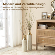 Load image into Gallery viewer, Set of 2 Modern White and Gold Metal Floor Vases
