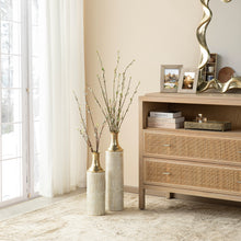 Load image into Gallery viewer, Set of 2 Modern White and Gold Metal Floor Vases
