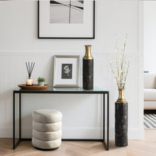 Load image into Gallery viewer, Set of 2 Modern Black and Gold Metal Floor Vases
