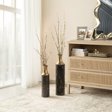 Load image into Gallery viewer, Set of 2 Modern Black and Gold Metal Floor Vases
