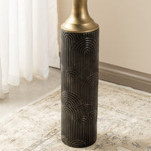 Load image into Gallery viewer, Set of 2 Modern Black and Gold Metal Floor Vases
