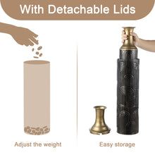 Load image into Gallery viewer, Set of 2 Modern Black and Gold Metal Floor Vases
